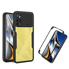 Silikon Schutzhülle Rahmen Tasche Hülle Durchsichtig Transparent 360 Grad Ganzkörper MJ1 für Xiaomi Poco X4 Pro 5G Schwarz