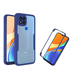 Silikon Schutzhülle Rahmen Tasche Hülle Durchsichtig Transparent 360 Grad Ganzkörper MJ1 für Xiaomi Redmi 9 India Blau