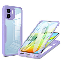 Silikon Schutzhülle Rahmen Tasche Hülle Durchsichtig Transparent 360 Grad Ganzkörper MJ1 für Xiaomi Redmi A2 Violett