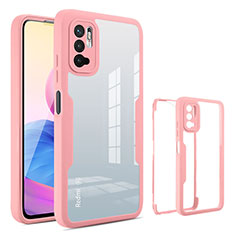 Silikon Schutzhülle Rahmen Tasche Hülle Durchsichtig Transparent 360 Grad Ganzkörper MJ1 für Xiaomi Redmi Note 10 5G Rosegold