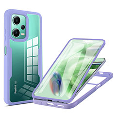 Silikon Schutzhülle Rahmen Tasche Hülle Durchsichtig Transparent 360 Grad Ganzkörper MJ1 für Xiaomi Redmi Note 12 5G Violett