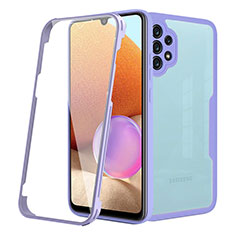 Silikon Schutzhülle Rahmen Tasche Hülle Durchsichtig Transparent 360 Grad Ganzkörper MJ2 für Samsung Galaxy A32 4G Violett