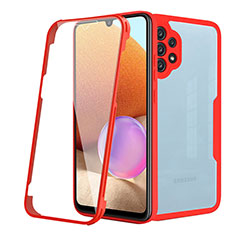 Silikon Schutzhülle Rahmen Tasche Hülle Durchsichtig Transparent 360 Grad Ganzkörper MJ2 für Samsung Galaxy A32 5G Rot