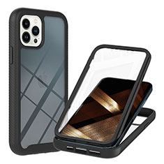 Silikon Schutzhülle Rahmen Tasche Hülle Durchsichtig Transparent 360 Grad Ganzkörper YB1 für Apple iPhone 15 Pro Max Schwarz