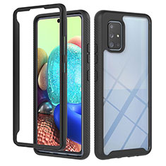 Silikon Schutzhülle Rahmen Tasche Hülle Durchsichtig Transparent 360 Grad Ganzkörper YB1 für Samsung Galaxy A71 4G A715 Schwarz