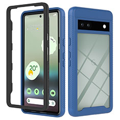 Silikon Schutzhülle Rahmen Tasche Hülle Durchsichtig Transparent 360 Grad Ganzkörper YB2 für Google Pixel 7a 5G Blau