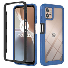 Silikon Schutzhülle Rahmen Tasche Hülle Durchsichtig Transparent 360 Grad Ganzkörper YB2 für Motorola Moto G32 Blau