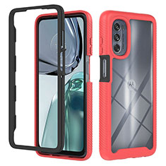 Silikon Schutzhülle Rahmen Tasche Hülle Durchsichtig Transparent 360 Grad Ganzkörper YB2 für Motorola Moto G62 5G Rot