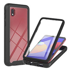 Silikon Schutzhülle Rahmen Tasche Hülle Durchsichtig Transparent 360 Grad Ganzkörper YB2 für Samsung Galaxy A01 Core Schwarz