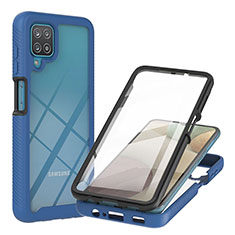 Silikon Schutzhülle Rahmen Tasche Hülle Durchsichtig Transparent 360 Grad Ganzkörper YB2 für Samsung Galaxy A12 Nacho Blau