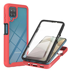Silikon Schutzhülle Rahmen Tasche Hülle Durchsichtig Transparent 360 Grad Ganzkörper YB2 für Samsung Galaxy F12 Rot