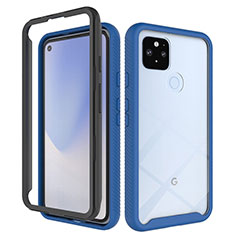 Silikon Schutzhülle Rahmen Tasche Hülle Durchsichtig Transparent 360 Grad Ganzkörper ZJ1 für Google Pixel 4a 5G Blau