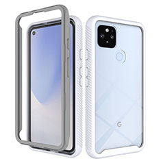 Silikon Schutzhülle Rahmen Tasche Hülle Durchsichtig Transparent 360 Grad Ganzkörper ZJ1 für Google Pixel 4a 5G Weiß