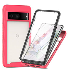 Silikon Schutzhülle Rahmen Tasche Hülle Durchsichtig Transparent 360 Grad Ganzkörper ZJ1 für Google Pixel 7 5G Pink