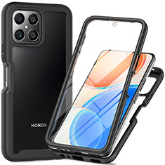 Silikon Schutzhülle Rahmen Tasche Hülle Durchsichtig Transparent 360 Grad Ganzkörper ZJ1 für Huawei Honor X8 4G Schwarz