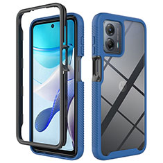 Silikon Schutzhülle Rahmen Tasche Hülle Durchsichtig Transparent 360 Grad Ganzkörper ZJ1 für Motorola Moto G 5G (2023) Blau