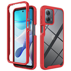 Silikon Schutzhülle Rahmen Tasche Hülle Durchsichtig Transparent 360 Grad Ganzkörper ZJ1 für Motorola Moto G 5G (2023) Rot