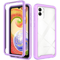 Silikon Schutzhülle Rahmen Tasche Hülle Durchsichtig Transparent 360 Grad Ganzkörper ZJ1 für Samsung Galaxy A04 4G Violett