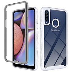 Silikon Schutzhülle Rahmen Tasche Hülle Durchsichtig Transparent 360 Grad Ganzkörper ZJ1 für Samsung Galaxy A20s Weiß