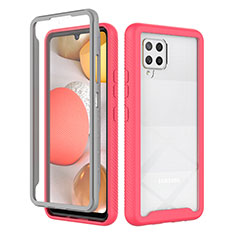 Silikon Schutzhülle Rahmen Tasche Hülle Durchsichtig Transparent 360 Grad Ganzkörper ZJ1 für Samsung Galaxy A42 5G Pink