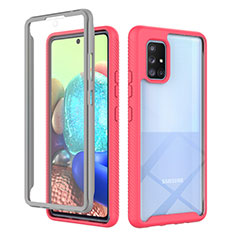 Silikon Schutzhülle Rahmen Tasche Hülle Durchsichtig Transparent 360 Grad Ganzkörper ZJ1 für Samsung Galaxy A71 5G Pink