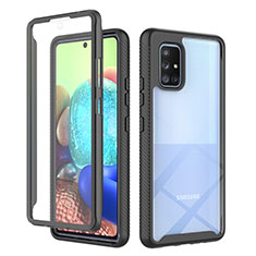 Silikon Schutzhülle Rahmen Tasche Hülle Durchsichtig Transparent 360 Grad Ganzkörper ZJ1 für Samsung Galaxy A71 5G Schwarz