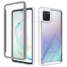 Silikon Schutzhülle Rahmen Tasche Hülle Durchsichtig Transparent 360 Grad Ganzkörper ZJ1 für Samsung Galaxy A81 Weiß