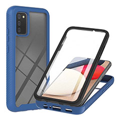 Silikon Schutzhülle Rahmen Tasche Hülle Durchsichtig Transparent 360 Grad Ganzkörper ZJ1 für Samsung Galaxy F02S SM-E025F Blau
