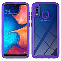 Silikon Schutzhülle Rahmen Tasche Hülle Durchsichtig Transparent 360 Grad Ganzkörper ZJ1 für Samsung Galaxy M10S Violett