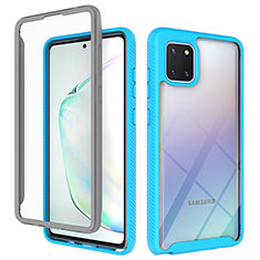Silikon Schutzhülle Rahmen Tasche Hülle Durchsichtig Transparent 360 Grad Ganzkörper ZJ1 für Samsung Galaxy M60s Hellblau