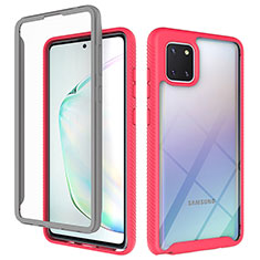 Silikon Schutzhülle Rahmen Tasche Hülle Durchsichtig Transparent 360 Grad Ganzkörper ZJ1 für Samsung Galaxy Note 10 Lite Pink