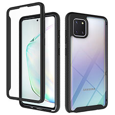 Silikon Schutzhülle Rahmen Tasche Hülle Durchsichtig Transparent 360 Grad Ganzkörper ZJ1 für Samsung Galaxy Note 10 Lite Schwarz