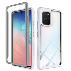 Silikon Schutzhülle Rahmen Tasche Hülle Durchsichtig Transparent 360 Grad Ganzkörper ZJ1 für Samsung Galaxy S10 Lite Weiß