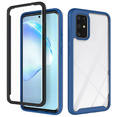 Silikon Schutzhülle Rahmen Tasche Hülle Durchsichtig Transparent 360 Grad Ganzkörper ZJ1 für Samsung Galaxy S20 Plus Blau