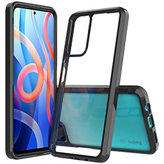 Silikon Schutzhülle Rahmen Tasche Hülle Durchsichtig Transparent 360 Grad Ganzkörper ZJ1 für Xiaomi Poco M4 Pro 5G Schwarz