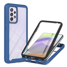 Silikon Schutzhülle Rahmen Tasche Hülle Durchsichtig Transparent 360 Grad Ganzkörper ZJ2 für Samsung Galaxy A52 4G Blau