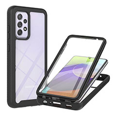 Silikon Schutzhülle Rahmen Tasche Hülle Durchsichtig Transparent 360 Grad Ganzkörper ZJ2 für Samsung Galaxy A52 4G Schwarz