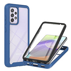 Silikon Schutzhülle Rahmen Tasche Hülle Durchsichtig Transparent 360 Grad Ganzkörper ZJ2 für Samsung Galaxy A52s 5G Blau