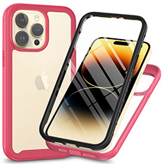 Silikon Schutzhülle Rahmen Tasche Hülle Durchsichtig Transparent 360 Grad Ganzkörper ZJ3 für Apple iPhone 13 Pro Max Pink