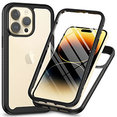 Silikon Schutzhülle Rahmen Tasche Hülle Durchsichtig Transparent 360 Grad Ganzkörper ZJ3 für Apple iPhone 13 Pro Schwarz