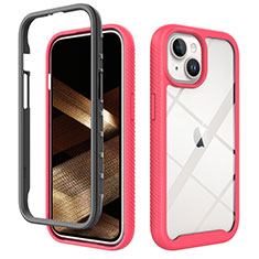 Silikon Schutzhülle Rahmen Tasche Hülle Durchsichtig Transparent 360 Grad Ganzkörper ZJ3 für Apple iPhone 15 Plus Pink