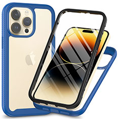 Silikon Schutzhülle Rahmen Tasche Hülle Durchsichtig Transparent 360 Grad Ganzkörper ZJ3 für Apple iPhone 15 Pro Blau