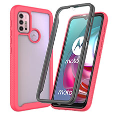 Silikon Schutzhülle Rahmen Tasche Hülle Durchsichtig Transparent 360 Grad Ganzkörper ZJ3 für Motorola Moto G10 Pink