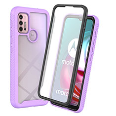 Silikon Schutzhülle Rahmen Tasche Hülle Durchsichtig Transparent 360 Grad Ganzkörper ZJ3 für Motorola Moto G10 Violett