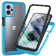 Silikon Schutzhülle Rahmen Tasche Hülle Durchsichtig Transparent 360 Grad Ganzkörper ZJ3 für Motorola Moto G13 Hellblau