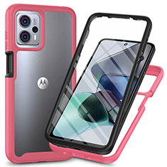 Silikon Schutzhülle Rahmen Tasche Hülle Durchsichtig Transparent 360 Grad Ganzkörper ZJ3 für Motorola Moto G13 Pink