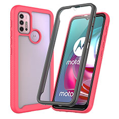 Silikon Schutzhülle Rahmen Tasche Hülle Durchsichtig Transparent 360 Grad Ganzkörper ZJ3 für Motorola Moto G20 Pink