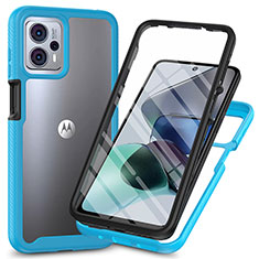 Silikon Schutzhülle Rahmen Tasche Hülle Durchsichtig Transparent 360 Grad Ganzkörper ZJ3 für Motorola Moto G23 Hellblau