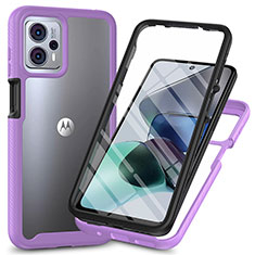 Silikon Schutzhülle Rahmen Tasche Hülle Durchsichtig Transparent 360 Grad Ganzkörper ZJ3 für Motorola Moto G23 Violett