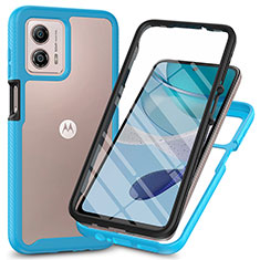 Silikon Schutzhülle Rahmen Tasche Hülle Durchsichtig Transparent 360 Grad Ganzkörper ZJ3 für Motorola Moto G53 5G Hellblau